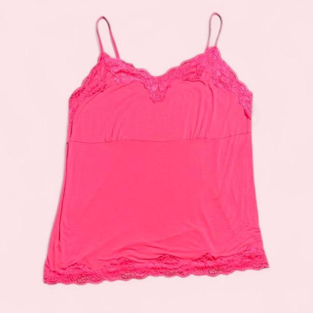 Lane Bryant Pink Lace Trim tank top